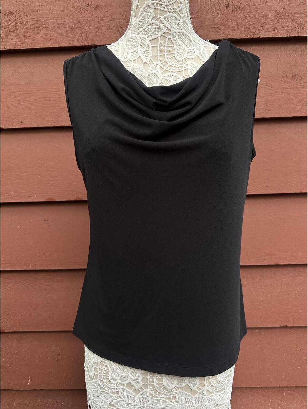 New York &‎ Company Black Cowl Neck Sleeveless Stretch Top